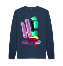 Cargar imagen en el visor de la galería, Navy Blue Printed Sweater Front