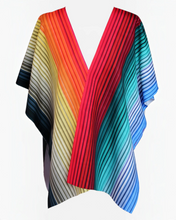 Cargar imagen en el visor de la galería, KittyJoseph CHROMA V TOP in recycled polyester with a vibrant vertical stripe print and relaxed draped fit.