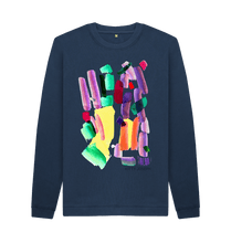 Load image into Gallery viewer, Navy Blue Printed Sweater Front