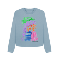Cargar imagen en el visor de la galería, Stone Blue Printed Boxy Jumpers Front
