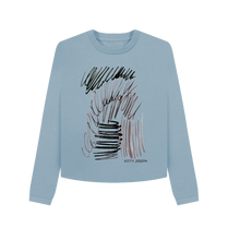 Cargar imagen en el visor de la galería, Stone Blue Printed Boxy Jumpers Front