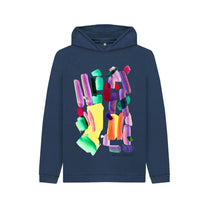 Load image into Gallery viewer, Navy Blue KIDS UNISEX MULTI INK HOODY