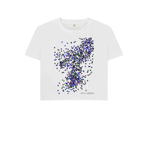 Cargar imagen en el visor de la galería, White UNISEX BLUE GLITTER BOXY TEESHIRT