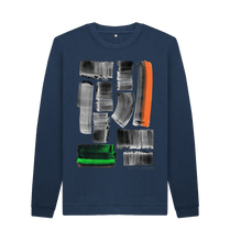 Cargar imagen en el visor de la galería, Navy Blue Printed Sweater Front
