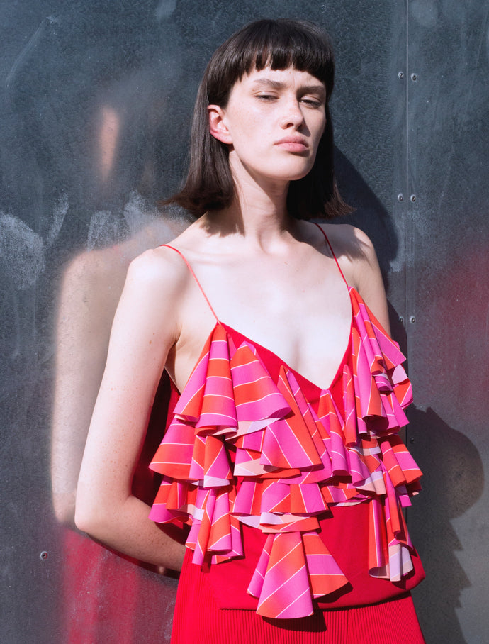 SAMPLE SALE | GERANIUM RUFFLE TOP