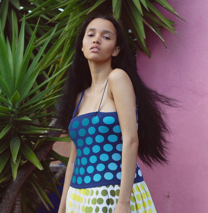 SAMPLE SALE | PLEATED POLKA TOP