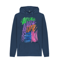 Cargar imagen en el visor de la galería, Navy Printed Hoody Front
