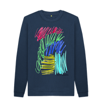 Cargar imagen en el visor de la galería, Navy Blue Printed Sweater Front
