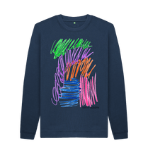 Load image into Gallery viewer, Navy Blue Printed Sweater Front
