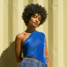 Load image into Gallery viewer, RENTAL - COBALT VELVET ONE SHOULDER TOP
