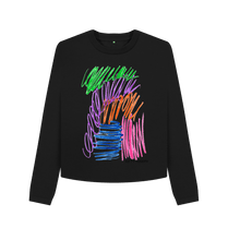 Cargar imagen en el visor de la galería, Black Printed Boxy Jumpers Front
