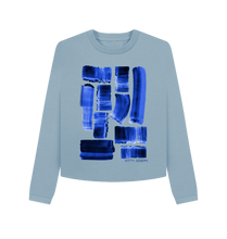 Cargar imagen en el visor de la galería, Stone Blue Printed Boxy Jumpers Front
