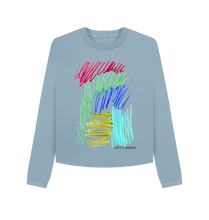Cargar imagen en el visor de la galería, Stone Blue Printed Boxy Jumpers Front
