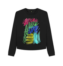 Load image into Gallery viewer, Black UNISEX JEWEL PASTELS BOXY SWEATER
