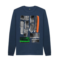 Cargar imagen en el visor de la galería, Navy Blue UNISEX BLACK INK STRIPE SWEATSHIRT
