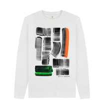 Cargar imagen en el visor de la galería, White UNISEX BLACK INK STRIPE SWEATSHIRT
