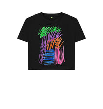 Cargar imagen en el visor de la galería, Black UNISEX FRUIT PASTELS BOXY TEESHIRT
