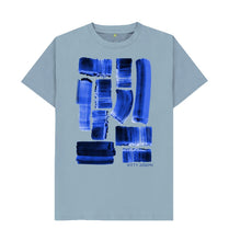Load image into Gallery viewer, Stone Blue UNISEX INK STRIPES TEESHIRT
