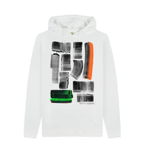 Cargar imagen en el visor de la galería, White UNISEX BLACK INK STRIPE HOODY
