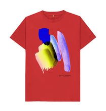 Load image into Gallery viewer, Red UNISEX BLUE WATERCOLOUR TEESHIRT
