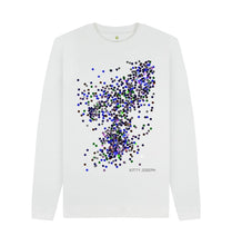 Cargar imagen en el visor de la galería, White UNISEX BLUE GLITTER SWEATER
