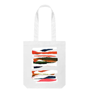 White SUNSET CLOUD COLLAGE TOTE BAG
