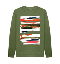 Cargar imagen en el visor de la galería, Khaki UNISEX SUNSET CLOUD COLLAGE SWEATSHIRT
